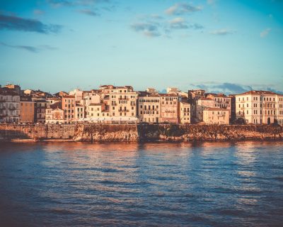 Corfu old town on the coast of the Corfu Island in the Aegean se